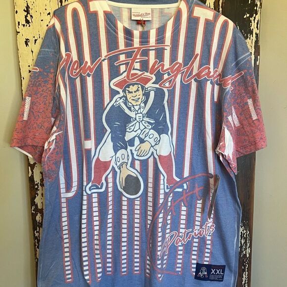 NWT New England Patriots NFL Mitchell & Ness throwback Jumbotron XXL T-shirt - Picture 1 of 12